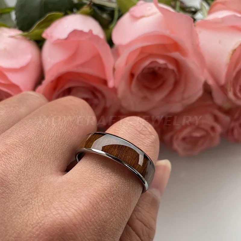 Wood Inlay Tungsten Carbide Men's Ring