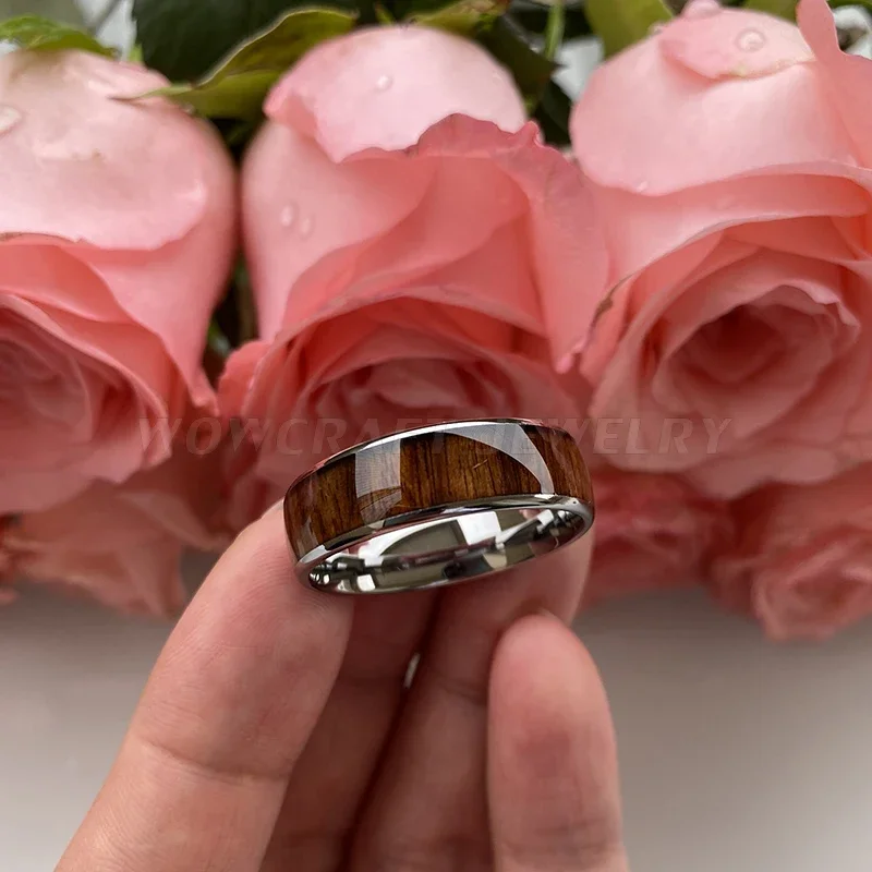 Wood Inlay Tungsten Carbide Men's Ring