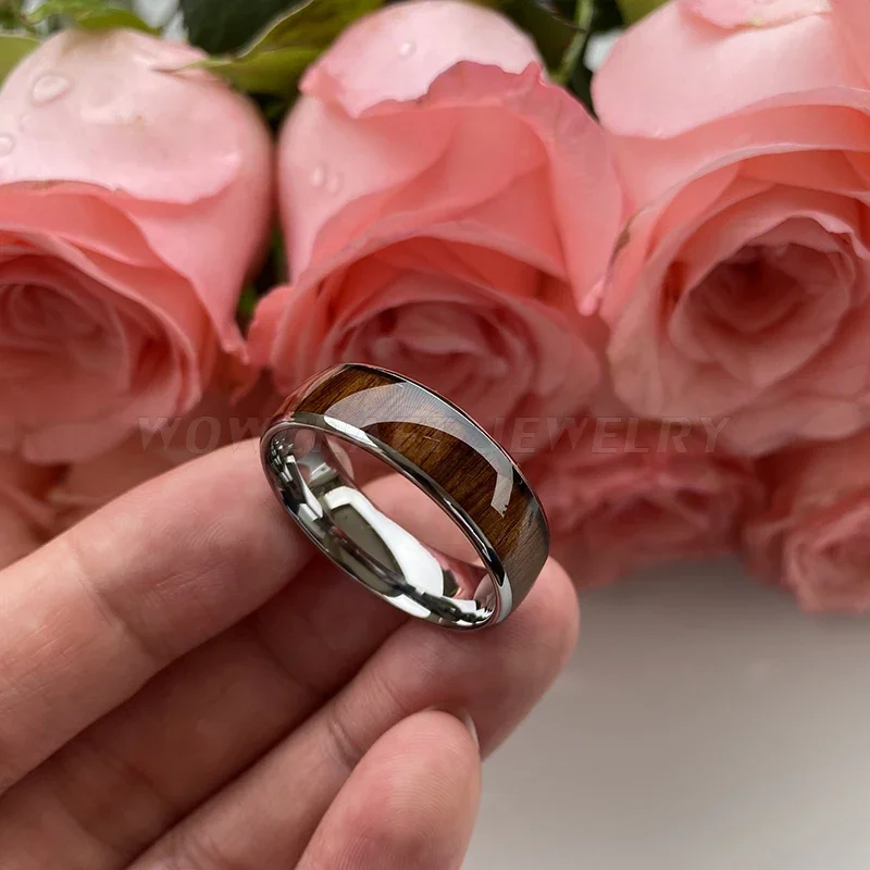 Wood Inlay Tungsten Carbide Men's Ring