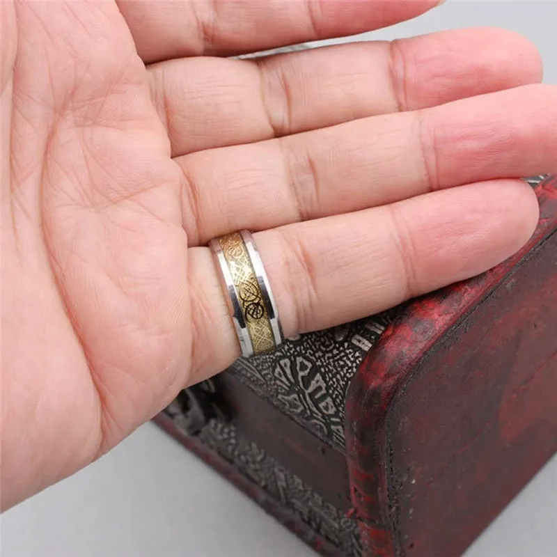 Gold Celtic Dragon Tungsten Wedding Ring