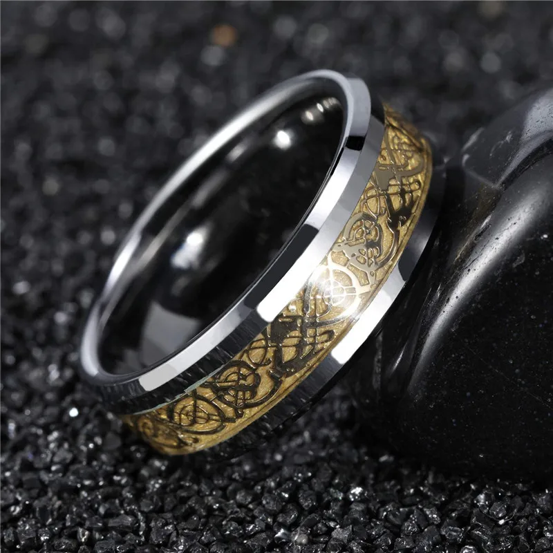 Gold Celtic Dragon Tungsten Wedding Ring