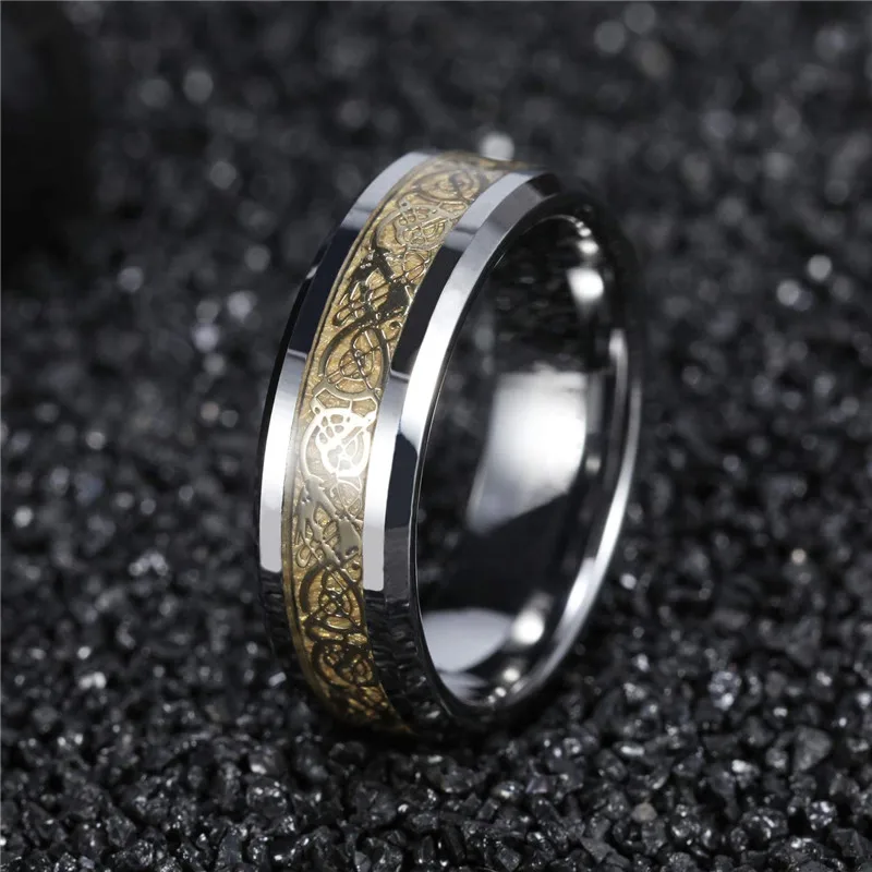 Gold Celtic Dragon Tungsten Wedding Ring