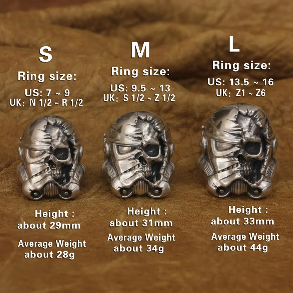 Half Face Skull White Warrior Ring