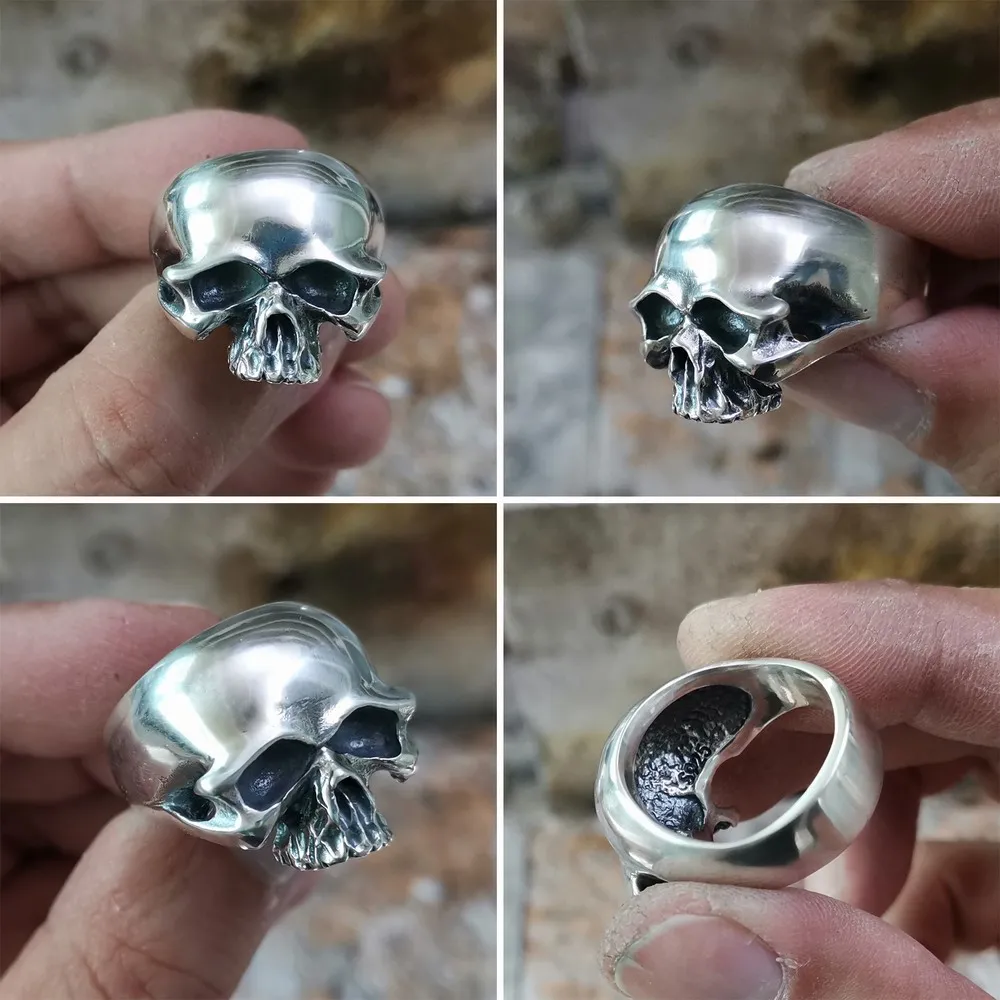 Biker 925 Sterling Silver Skull Ring