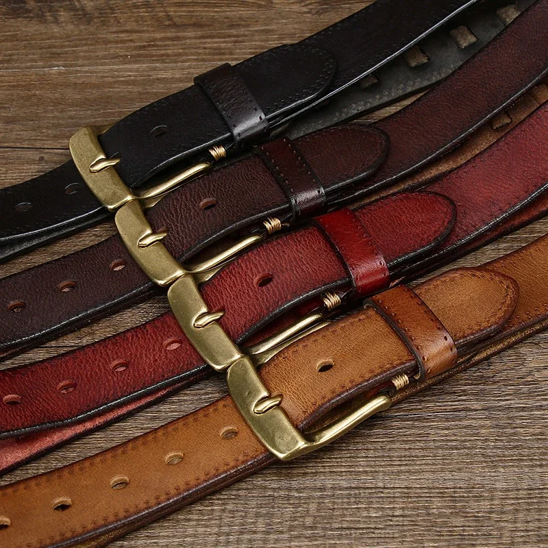 Top Genuine Leather Pin Buckle Belts