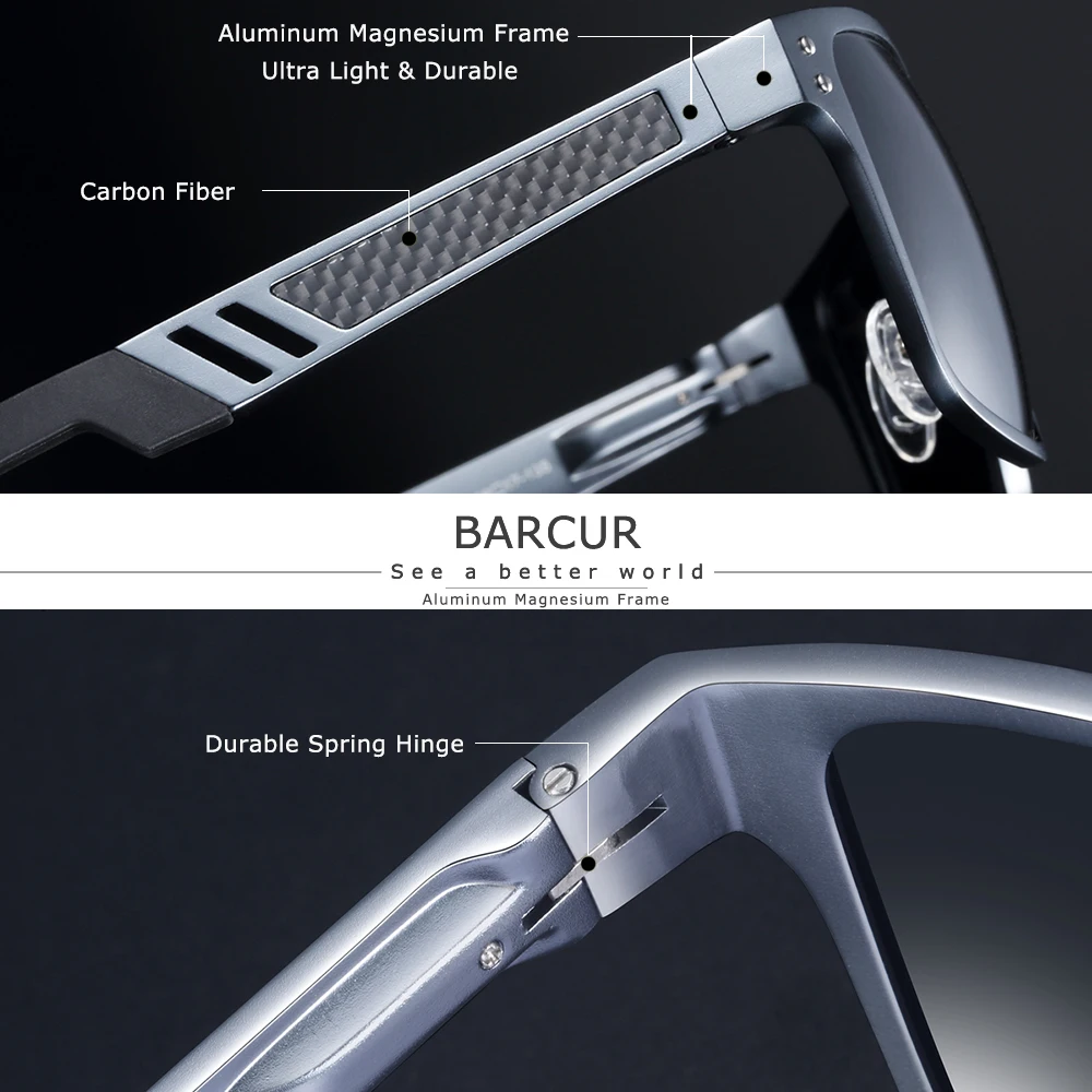 BARCUR Magnesium Square Sunglasses