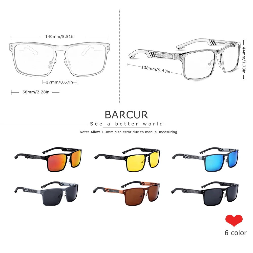 BARCUR Magnesium Square Sunglasses