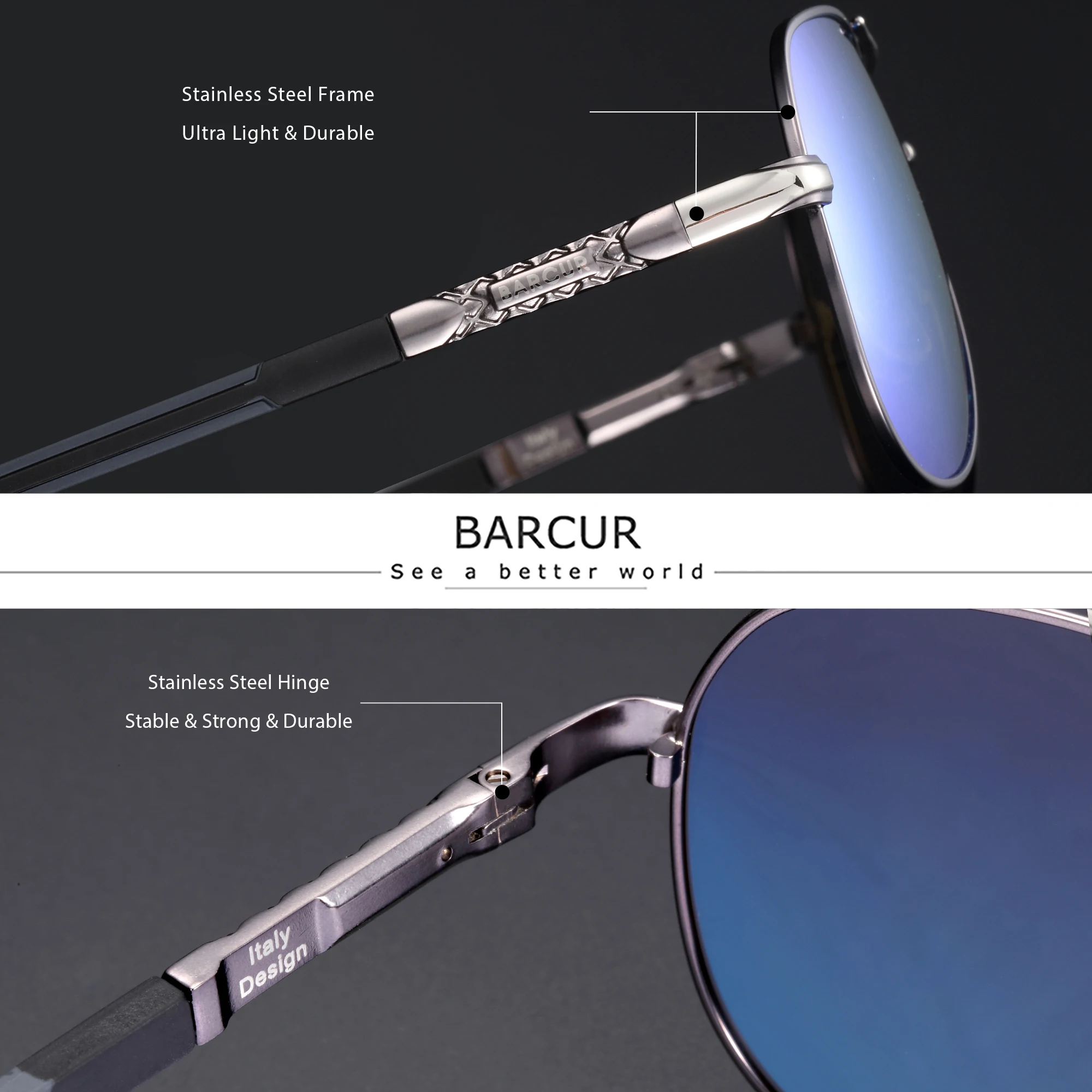 2024 BARCUR Fashion Pilot Sunglasses