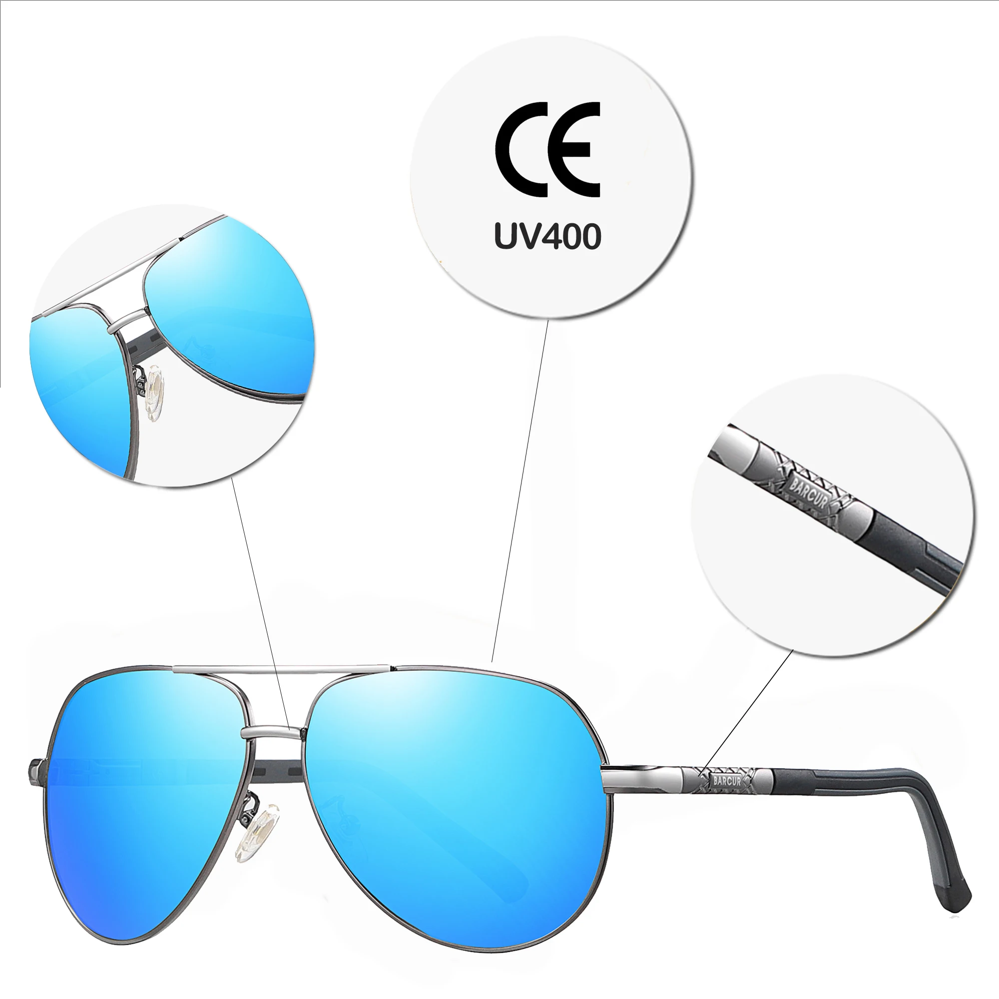 2024 BARCUR Fashion Pilot Sunglasses
