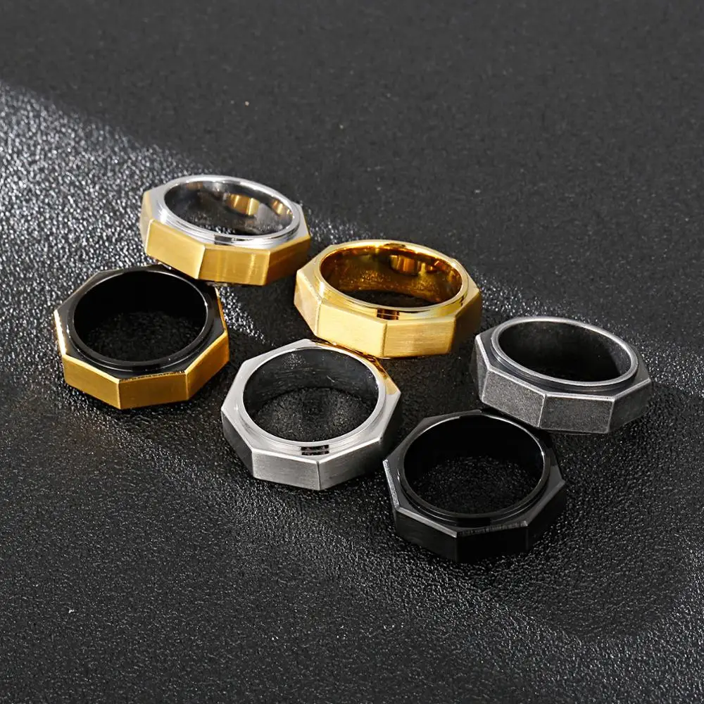 8mm 6 Colors Octagonal Nuts Ring For Men