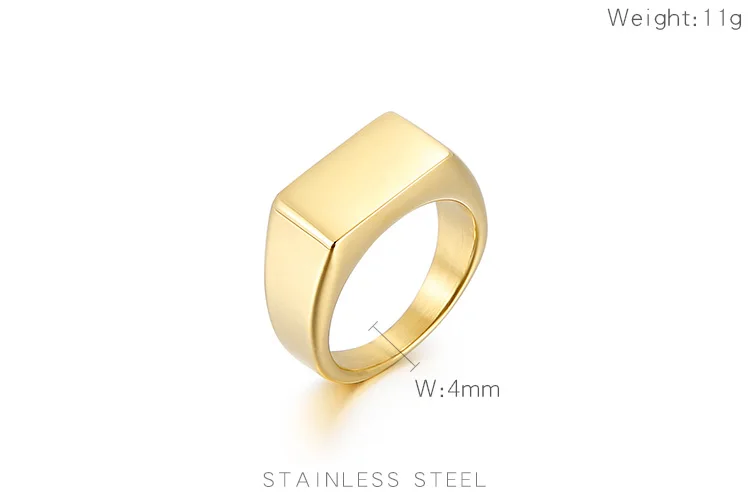 Classic Titanium Steel Rectangle ID Ring