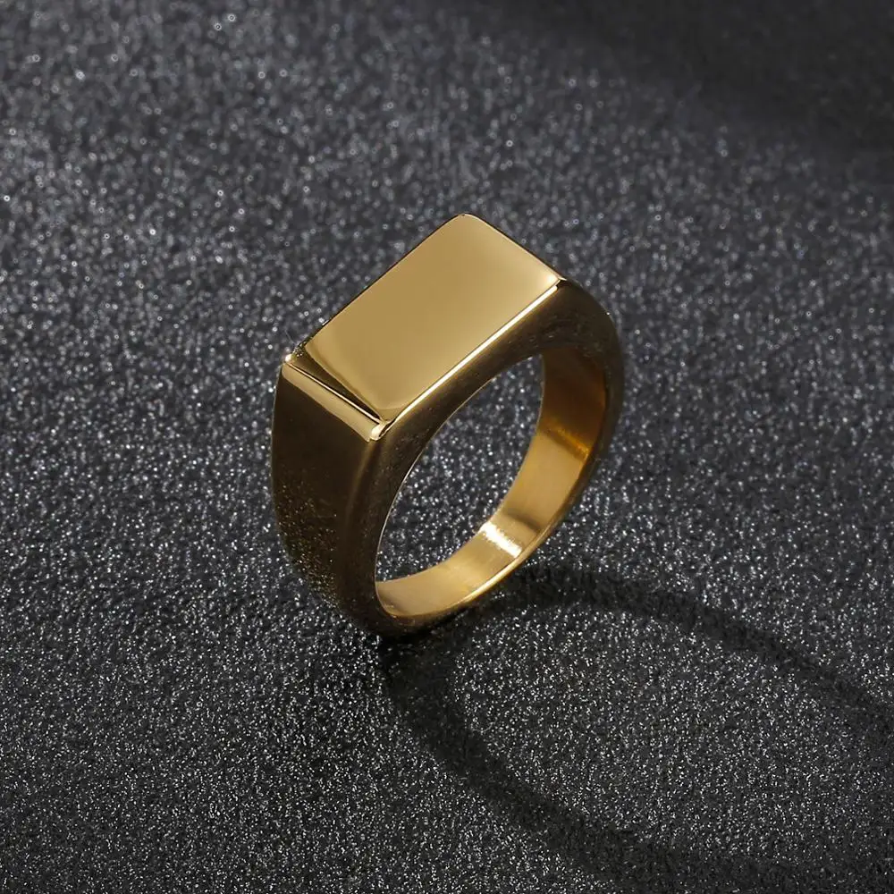 Classic Titanium Steel Rectangle ID Ring