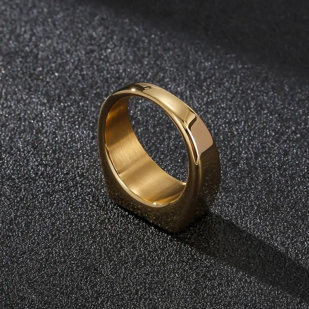 Classic Titanium Steel Rectangle ID Ring