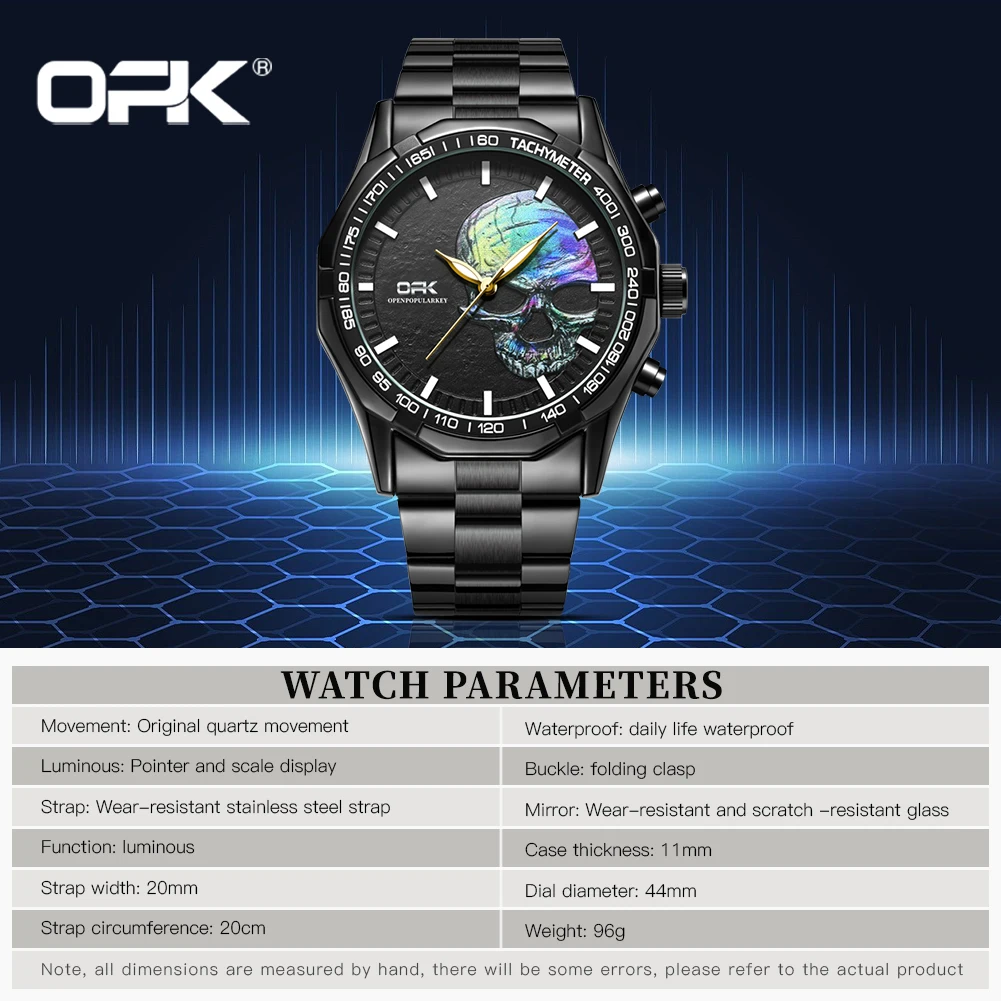 OPK Big Dial Quartz Watch Skull Relief Style
