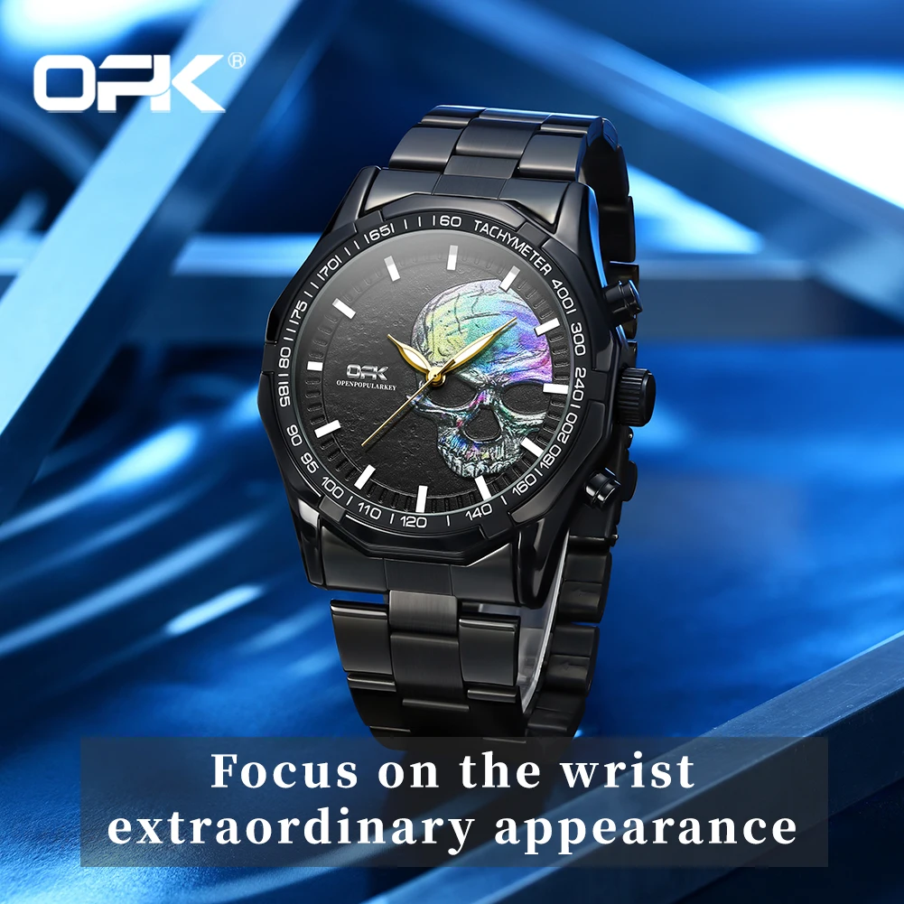 OPK Big Dial Quartz Watch Skull Relief Style