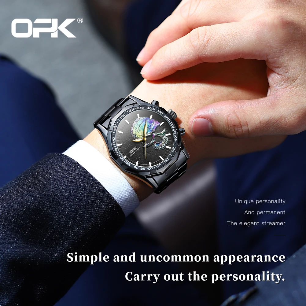 OPK Big Dial Quartz Watch Skull Relief Style