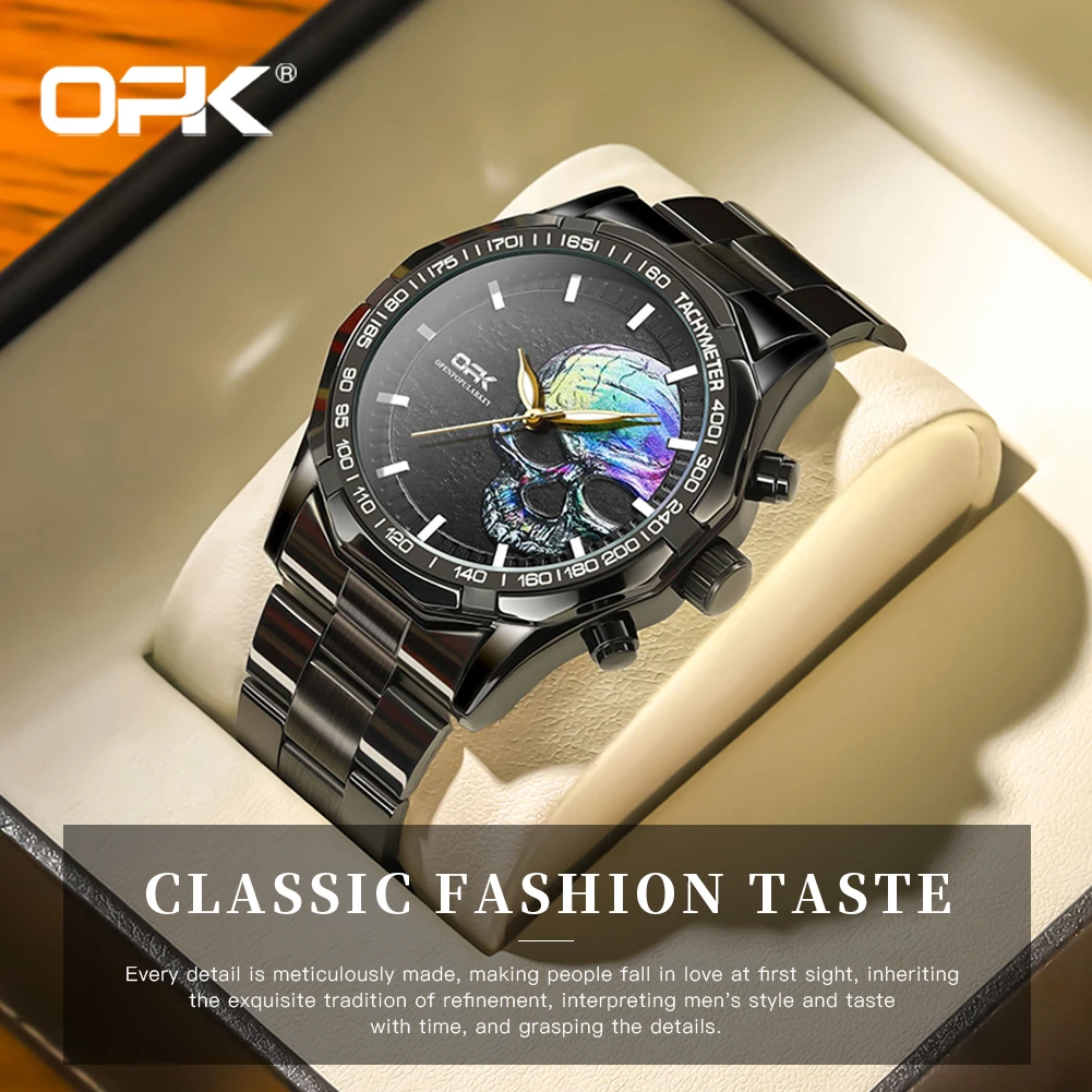 OPK Big Dial Quartz Watch Skull Relief Style