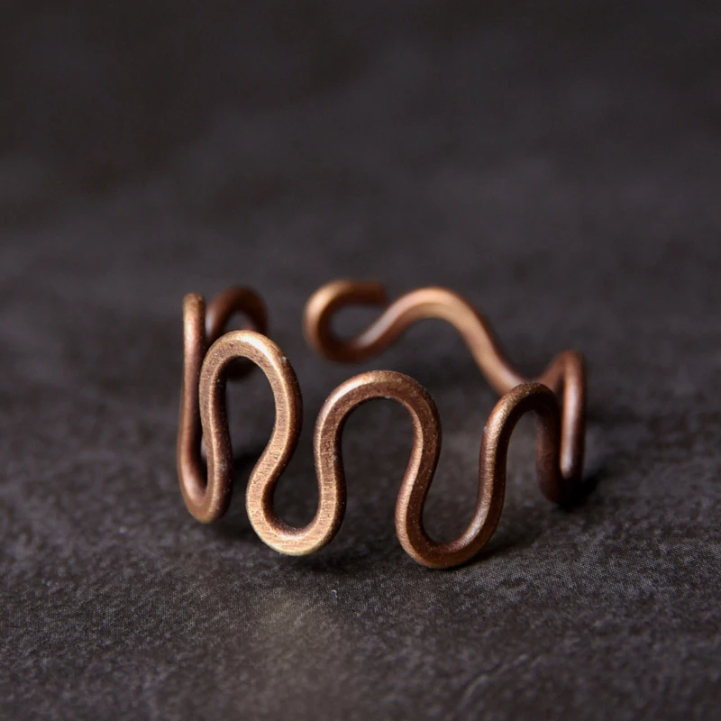 Swirl Design Solid Copper Ring