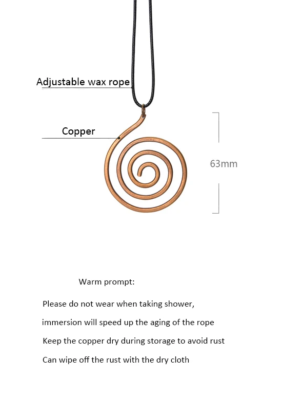 Handmade Copper Spiral Pendant Necklace