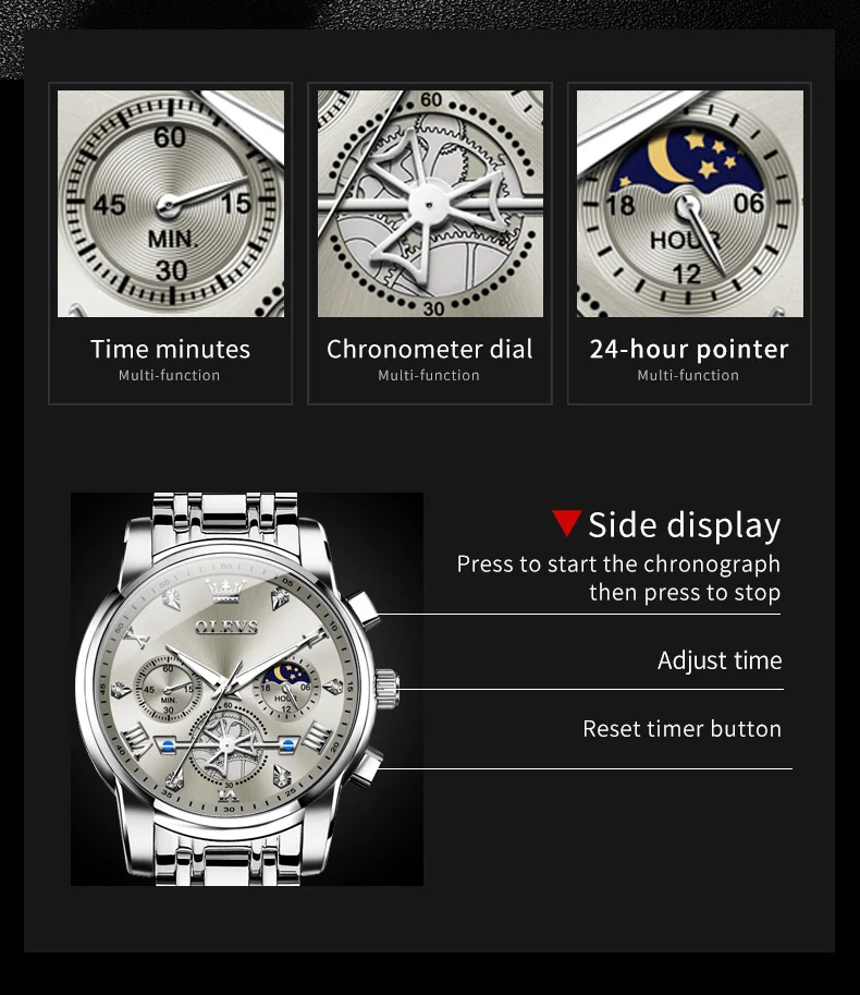 OLEVS Mens Classic Flywheel Design Watch