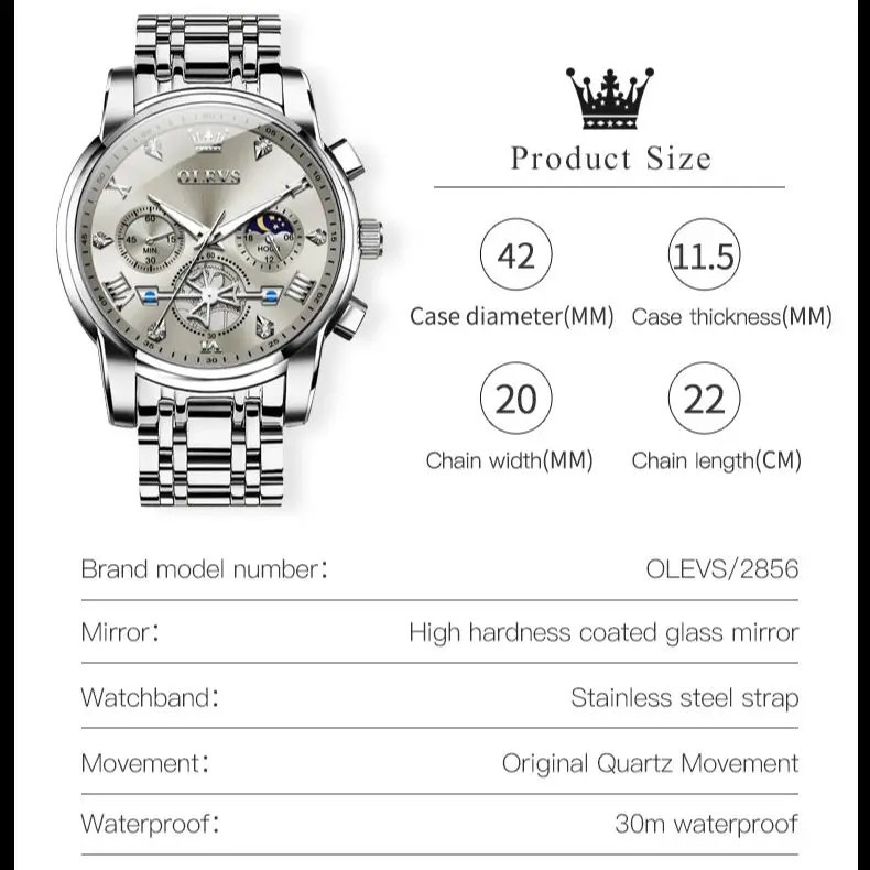 OLEVS Mens Classic Flywheel Design Watch