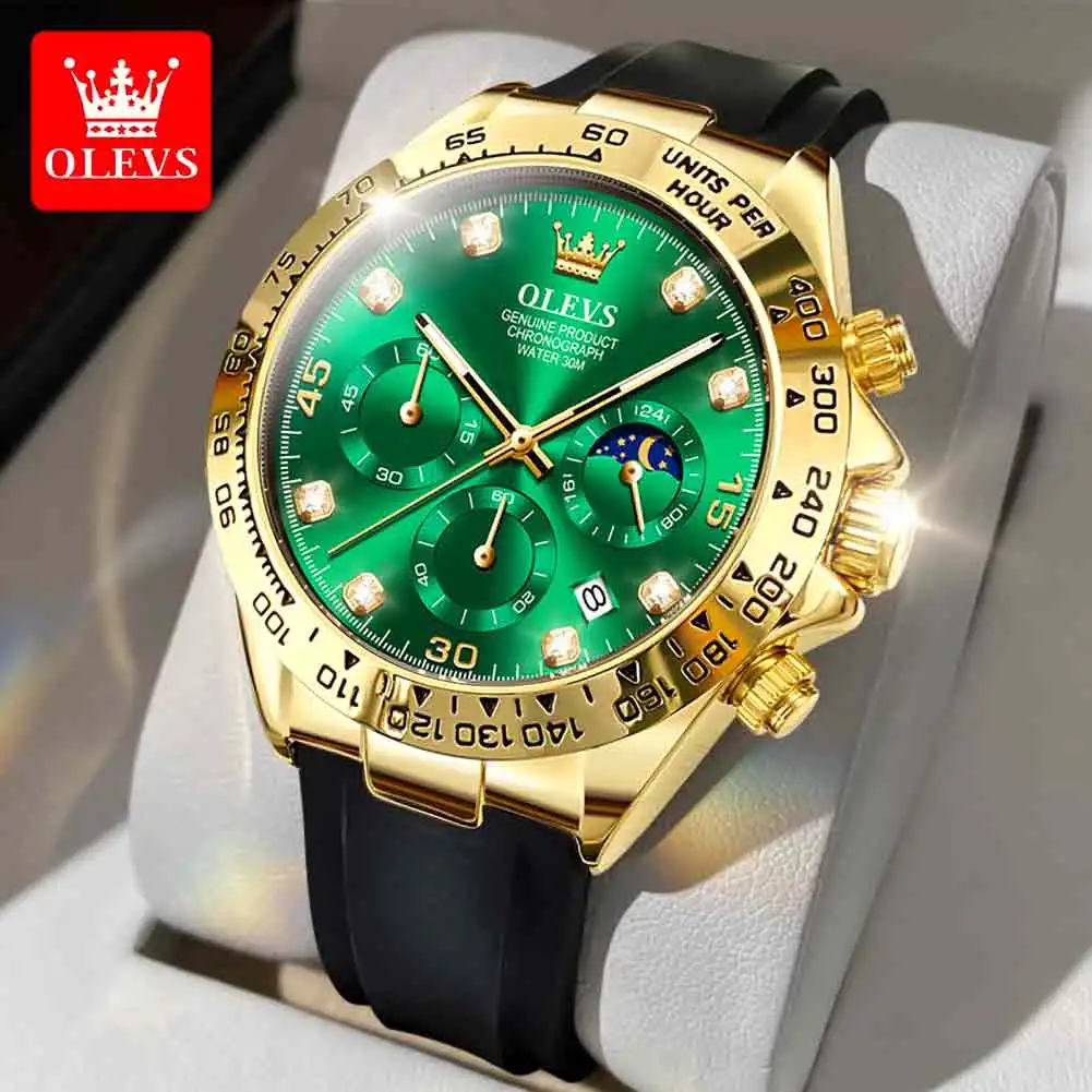 OLEVS Mens Gold Chronograph Quartz Watch