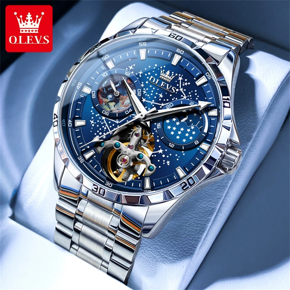 OLEVS Flywheel Skeleton Automatic Watch