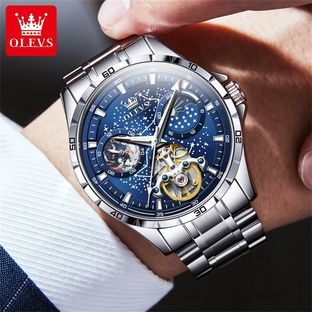 OLEVS Flywheel Skeleton Automatic Watch