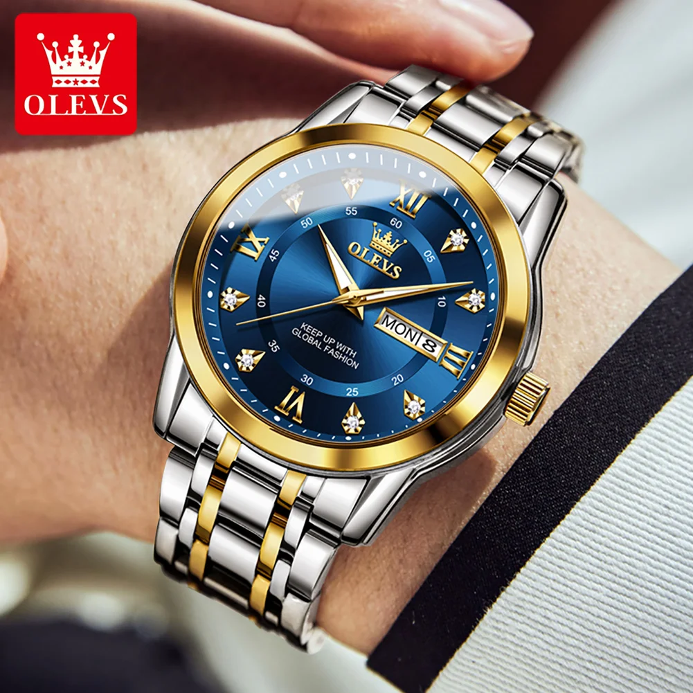 OLEVS Quartz Luxury Diamonds Gold Watch