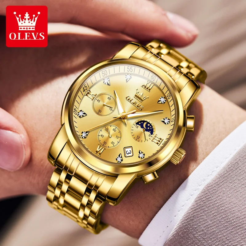 OLEVS Quartz Chronograph Gold Watch
