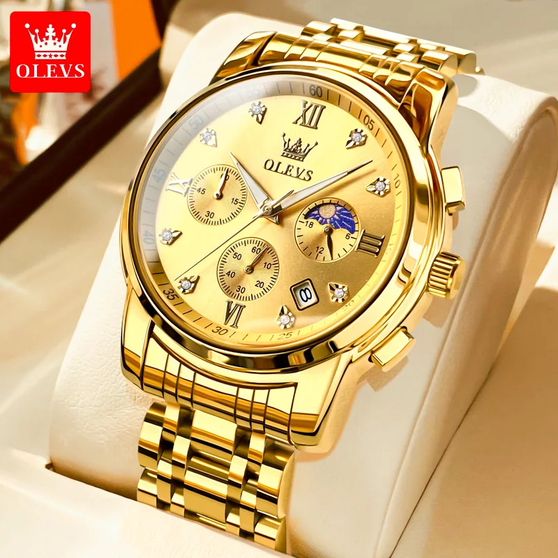OLEVS Quartz Chronograph Gold Watch