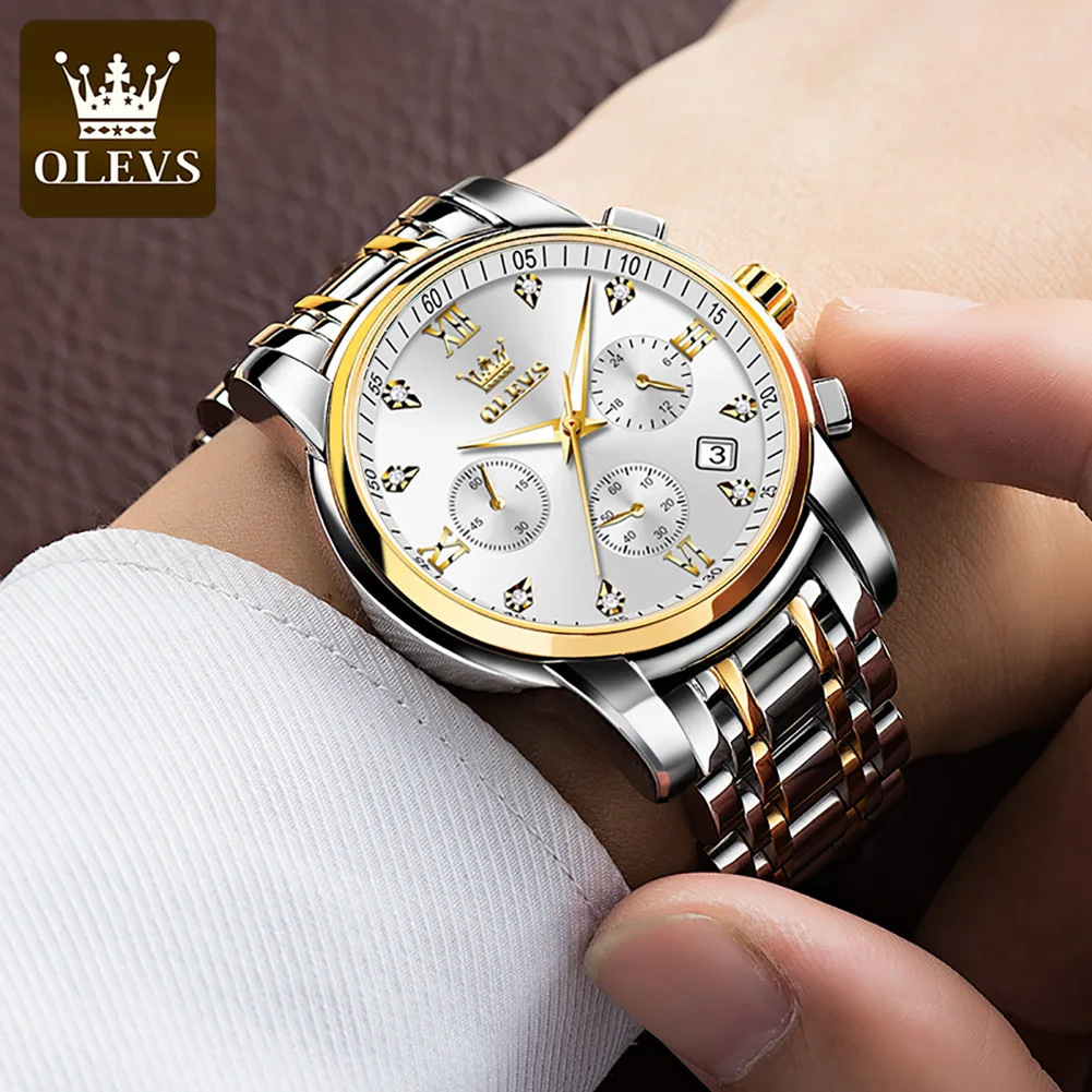 OLEVS Quartz Chronograph Gold Watch