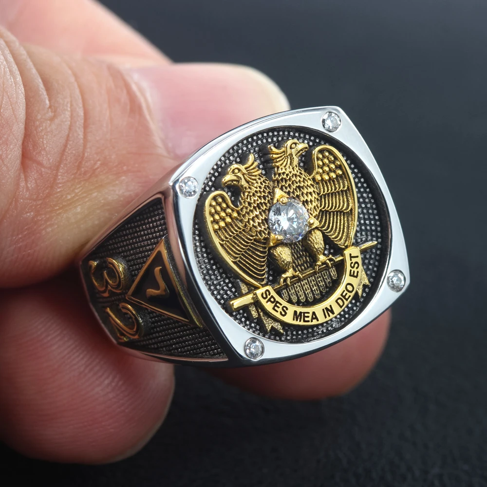 Scottish Rite 32 Degree Ring of Eagle Freemasons