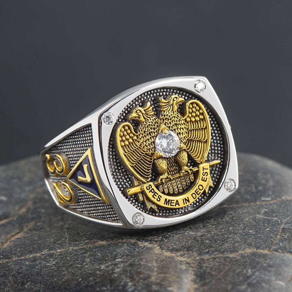 Scottish Rite 32 Degree Ring of Eagle Freemasons