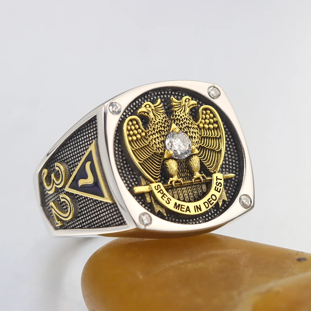 Scottish Rite 32 Degree Ring of Eagle Freemasons