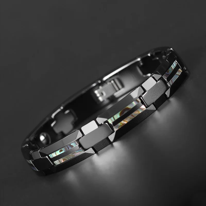 Ceramic Magnetic Bracelet with Tungsten Cross