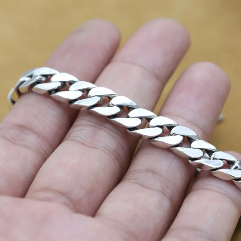 Solid S925 Silver Curb Chain Bracelet