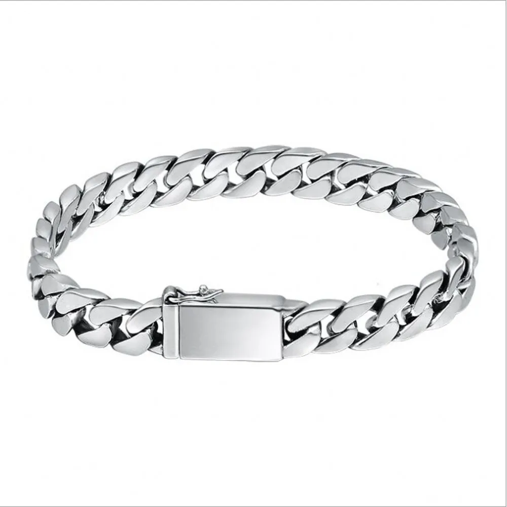 Solid S925 Silver Curb Chain Bracelet