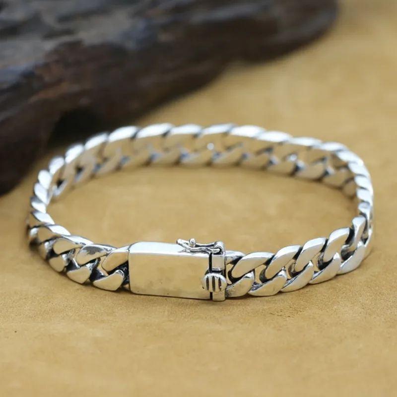 Solid S925 Silver Curb Chain Bracelet