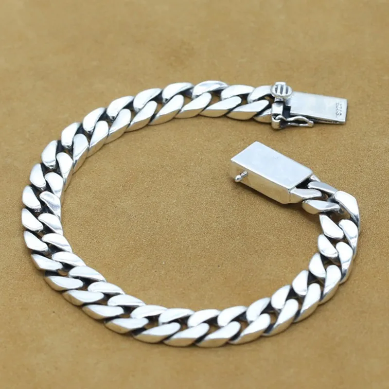 Solid S925 Silver Curb Chain Bracelet