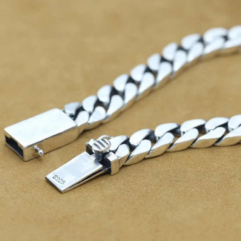 Solid S925 Silver Curb Chain Bracelet