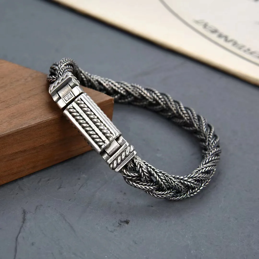 Silver Fox Tail Hand Woven Bracelet