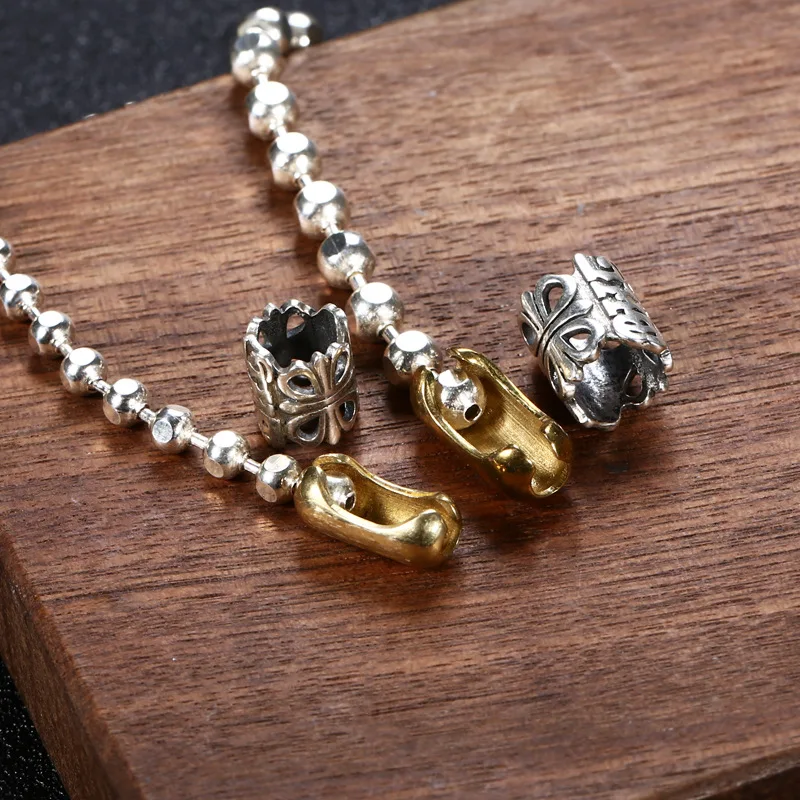 Silver Square Ball Beads Chain Necklace