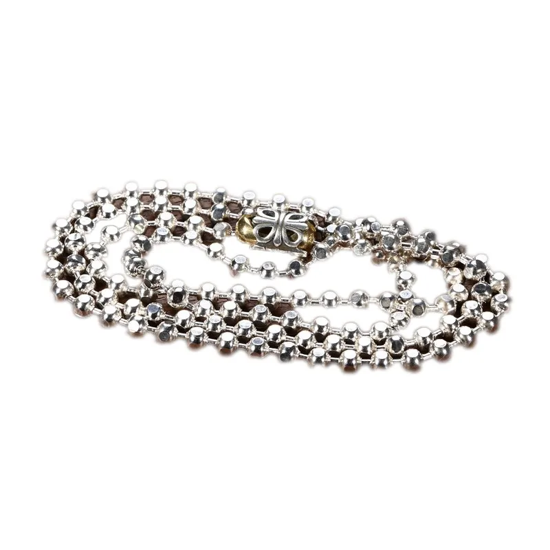 Silver Square Ball Beads Chain Necklace