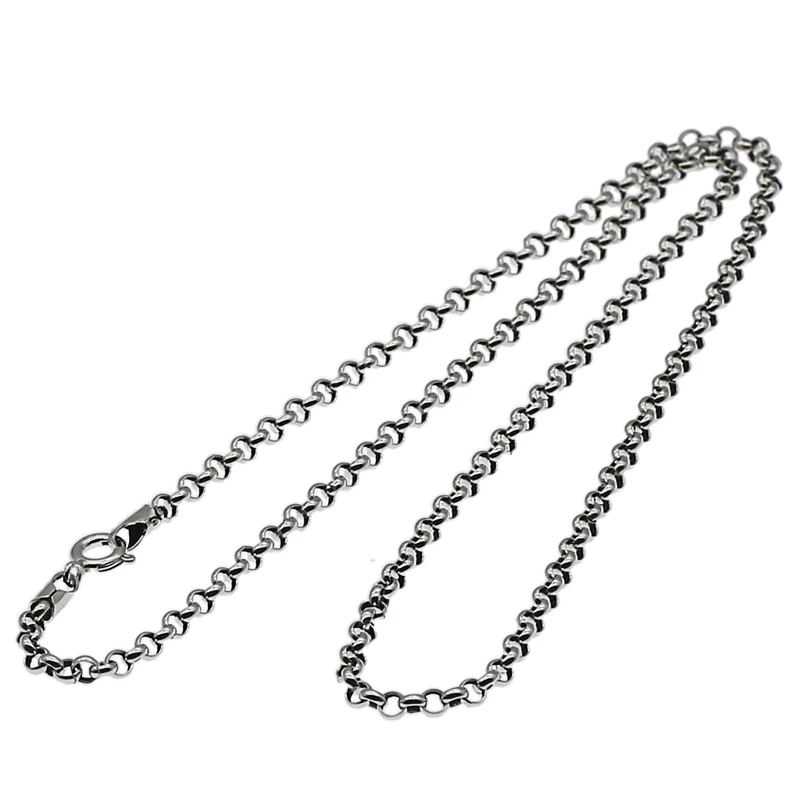 BOCAI S925 Silver Circle Necklace Retro All-Match Sweater Chain for Men and Women Valentine's Day Gift