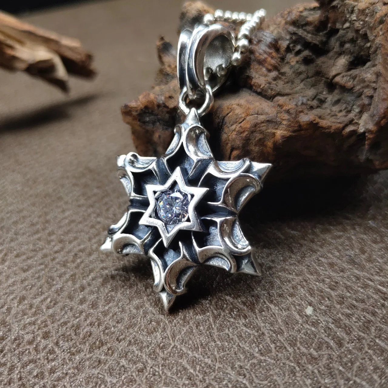 Pure S925 Silver Six-Pointed Star Pendant