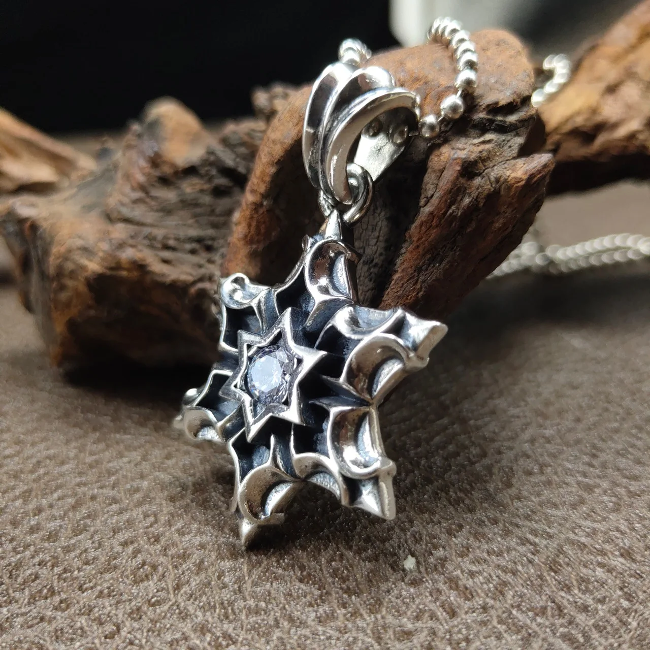 Pure S925 Silver Six-Pointed Star Pendant