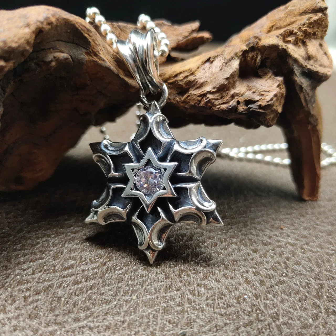 Pure S925 Silver Six-Pointed Star Pendant