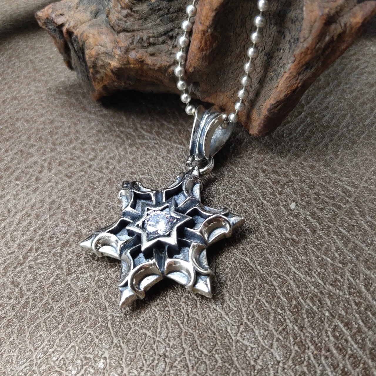 Pure S925 Silver Six-Pointed Star Pendant