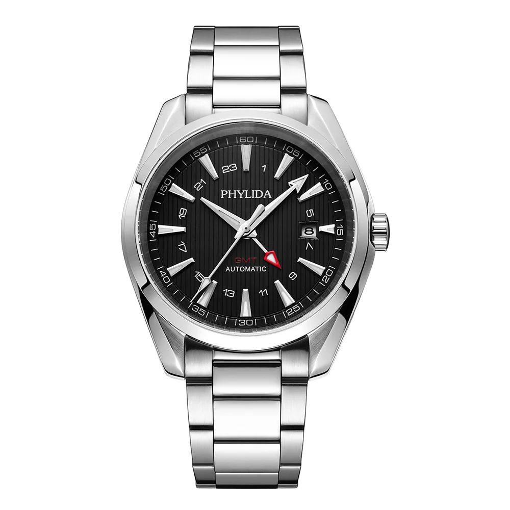 Phylida 10BAR 100M Black Dial GMT Watch